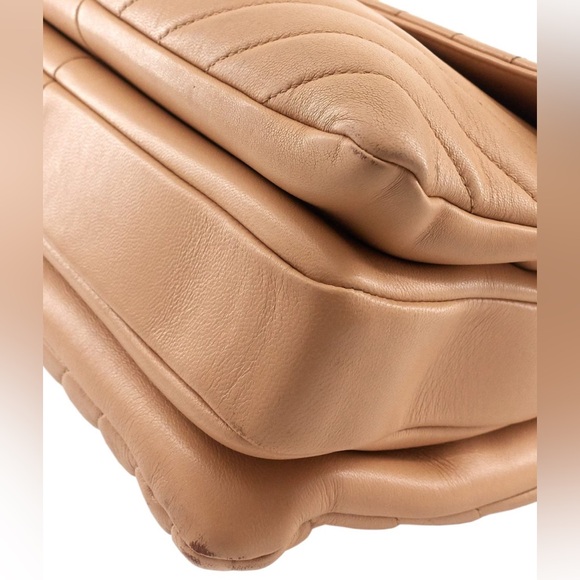 CHANEL CC Calfskin Leather Cream Chevron Medium Top Handle Leather ShoulderBag - Picture 4 of 11